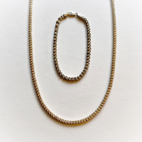 VTG Sterling Silver Italy 925 Rope Chain Necklace Bracelet Set - Picture 3 of 11